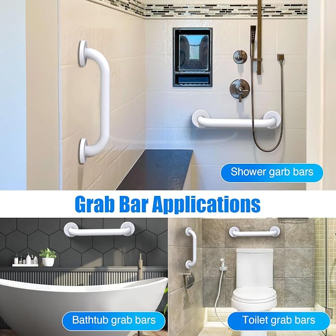 ROTHLEY 12 Inch Grab Bar for Bathtubs and Showers: Stainless Steel Shower Grab Bar Wall Mounted Shower Handle with Concealed Screws for Handicapped Elderly and Seniors (Matte White)