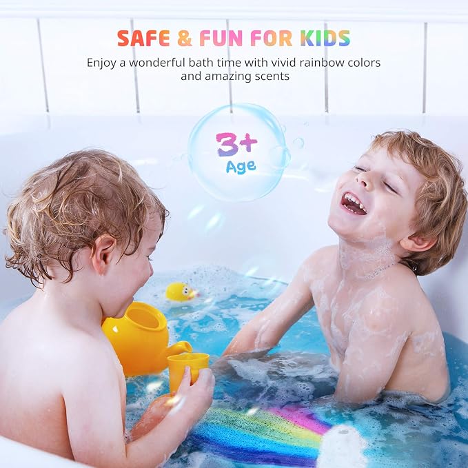 Rainbow Cloud Bath Bomb Gift Set, Bulk Kids Bath Bombs for Toddler Girls Individually Wrapped, Natural Bubble Bath Bombs for Kids Stocking Stuffers Halloween Christmas Birthday Gifts for Kid