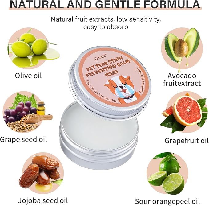 Tear Stain Remover Balm for Dogs & Cats Natural, Safe Gentle & Effective Cleans Dog Tear Stains Great for Long Hair Dog,White Dogs