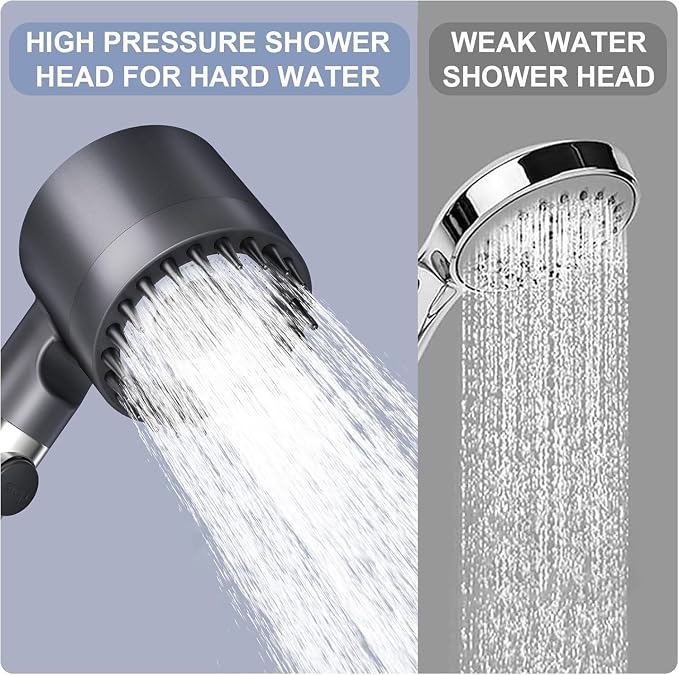 Ion Drops Shower Head, Shower Head High Pressure, Ion Showerhead with Handheld and 3 Filters, 4 Spray Modes & Pause Switch, Silicone Scalp Massager, 59" Hose & Bracket for Hard Water & Pets