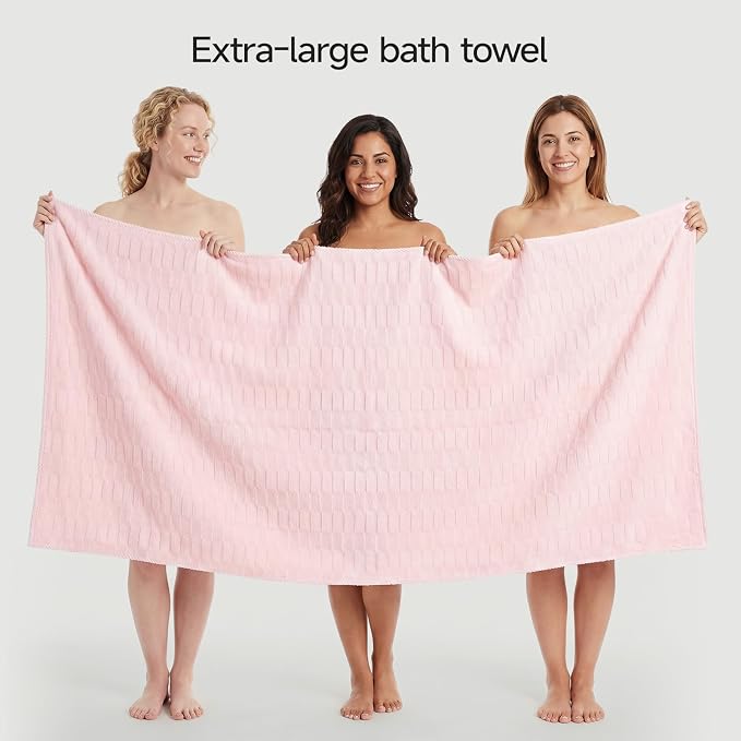 REDKISS Extra Large Bath Towel Set 6-Pack, 40 x 80 Inches Oversized Bath Sheets, Microfiber Ultra Absorbent & Quick-Dry, Super Soft Luxury Shower Towels for Bathroom Hotel Spa & Gym - Pink