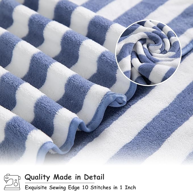 18 Pcs Blue Purple Stripe Bath Towel Set with Hanging Loop-6 Bath Towels,6 Hand Towels,6 Washcloths Soft Family Towels Set Bathroom Towel Highly Absorbent Quick Dry Shower Towel for Beach Chair Hotel