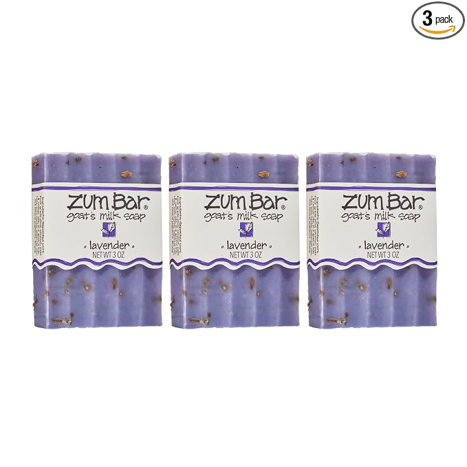 Zum Indigo Wild Goat's Milk Soap Bar - Bar Soap for Hands & Body Made with Essential Oils - 3 oz - Lavender (3 Pack)