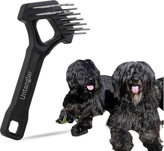 Undercoat Mini-Rakes for Effective Dematting and Grooming Dogs and Cats has V-Shape Head and Double Row, Stainless-Steel Rotating Teeth (Extra-Long Tooth Mini Rake)