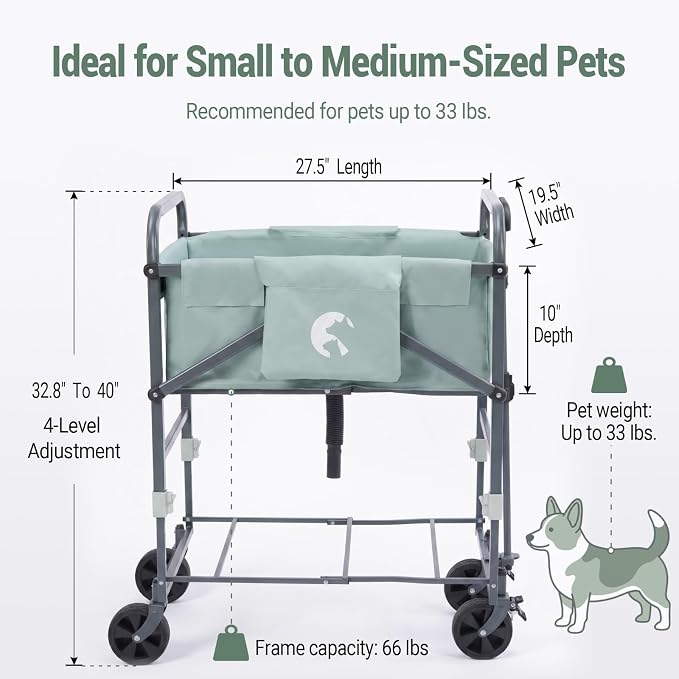 SILJOY Elevated Dog Bathtub, Adjustable Folding 3-in-1 Grooming Tub | 4-Level Adjustable Height, Portable Design, 1000D PVC, with Wheels, Fits Small & Medium Dogs up to 33 lbs