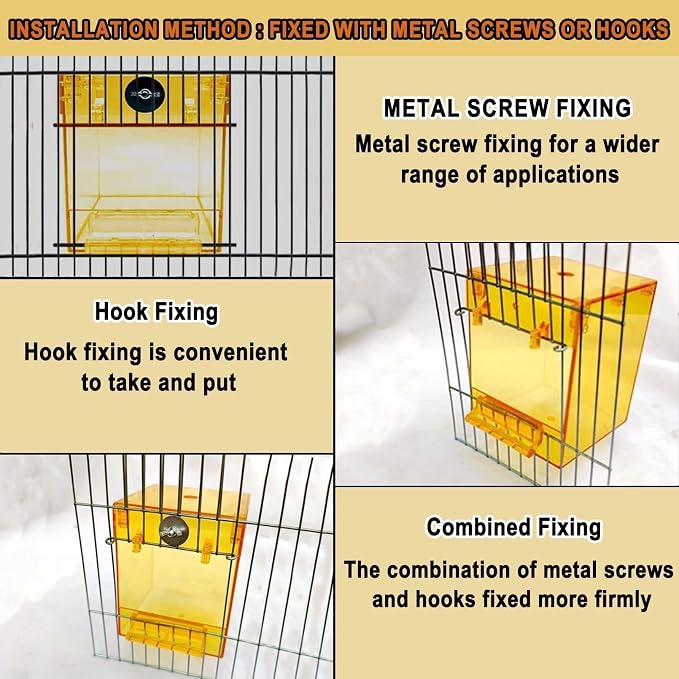 kathson Parrot Bath Box Hanging Bird Bathtub Tub Bath Acrylic No-Leakage Shower Box Bowl Cage Accessory for Small Pet Bird Parakeet Canary Cockatiels Budgies Lovebirds