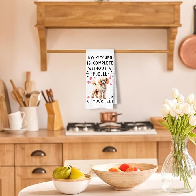 Poodle Funny Dog Dish Towels - A Kitchen is Not Complete Without A Poodle Dish Towel Weave Hand Towels for Home Bathroom Decor,Dog Lovers Gift,16×24 Inch