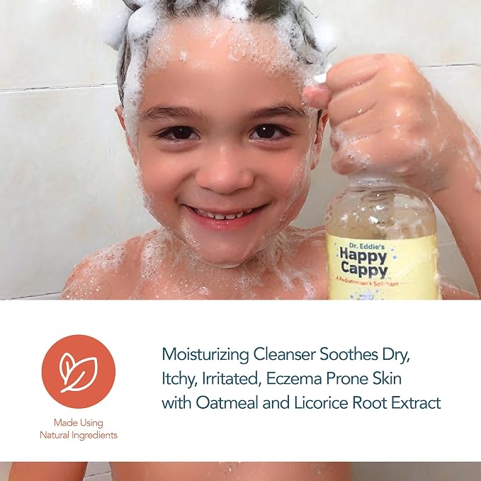 Happy Cappy Baby Shampoo and Body Wash - Eczema Body Wash for Kids & Toddlers, Helps with Dryness, Reduces Itching and Redness, Dermatologist Tested, Fragrance Free - 8 Fl Oz (Pack of 2)