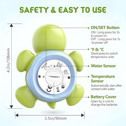 Baby Bath Thermometer for Tub,Floating Digital Water Temperature Thermometer with Instant Accurate Reading,3-Color Safety Light,Auto On/Off for Newborn,Infant & Toddler