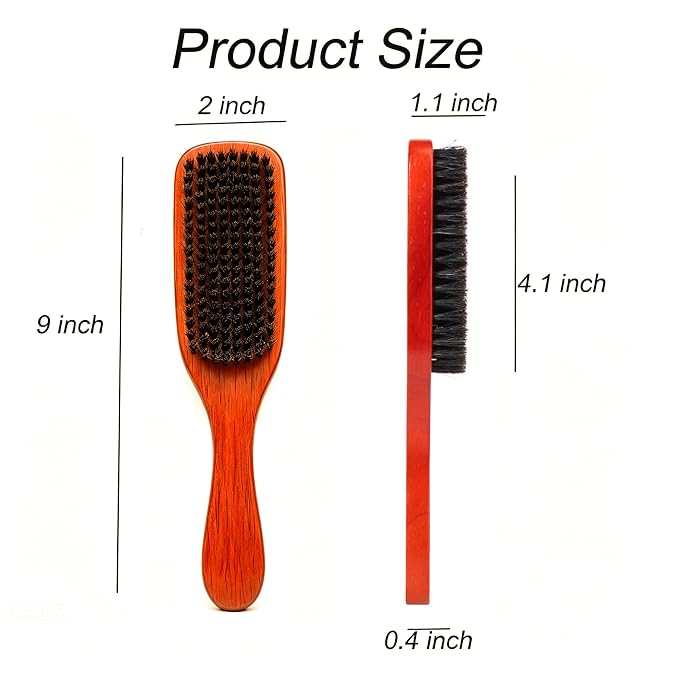 Boar Bristle Dog Brush for Short Haired Dogs, Natural Wooden Grooming Tool, Reduce Shedding, Detangle & Massage Sensitive Skin, Grooming to Calm Dogs & Build Pet Owner Bonding (Red sandalwood)
