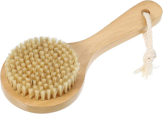 1 Pcs Bath Brush, Back Scrubber Wood for Shower with Short Handle, Brown, 7.9 Inches Beauty