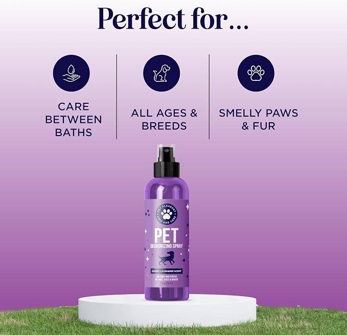 Lavender Oil Dog Deodorizing Spray - Dog Spray for Smelly Dogs and Puppies and Dog Calming Spray with Lavender Essential Oil - Lightly Scented Dog Deodorizer for Smelly Dogs and Dog Essentials