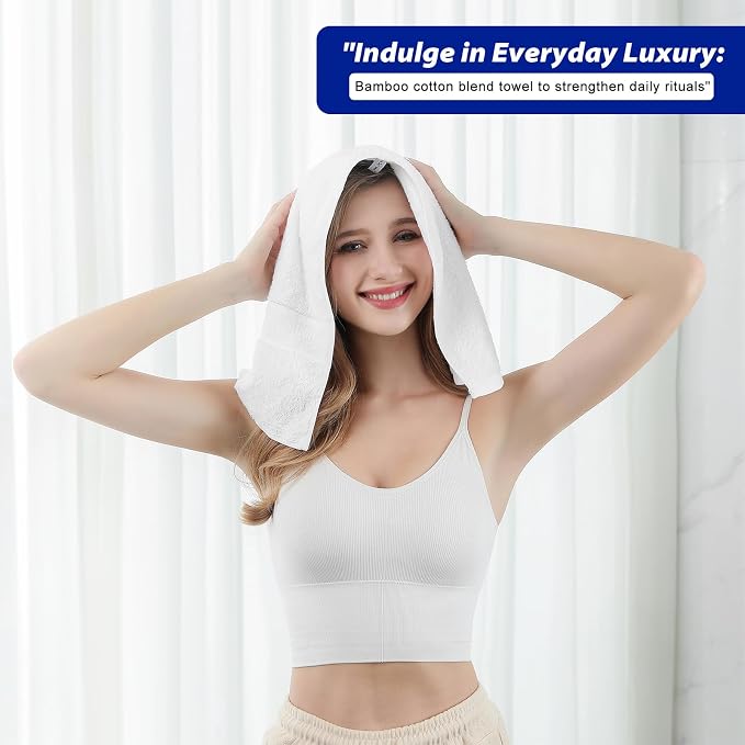 Aibaser Hand Towels-16x30inch - Lightweight and Highly Absorbent Hand Towels for Bathroom, Travel, Gym, Shower and Spa (White)