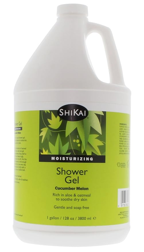 ShiKai Daily Moisturizing Shower Gel (Cucumber Melon, 1 Gallon) | Gentle Formula | with Aloe Vera & Oatmeal for Soft, Healthy Skin | Dry Skin Relief
