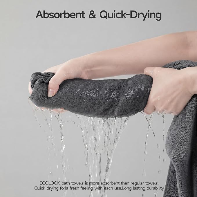 ecolook Pack of 1 Jumbo Bath Sheet (40 x 80 Inch), 980GSM 100% Cotton Extra Large Bath Towels, Super Soft Thick Highly Absorbent Oversized for Adults, Dark Grey