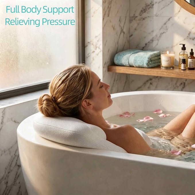 Bath Pillows for Tub Full Body, Luxury Bathtub Pillow Cushion, Bubble Bath Mat for Tub Spa