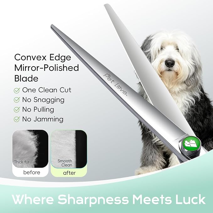 Professional 8'' Straight Dog Grooming Scissors Long Large Grooming Shears for Dogs Pet Japan 440C Right Handed Dog Hair Cutting Scissors for Poodle
