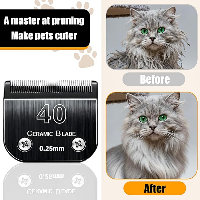 3Pcs Dog Grooming Clipper Blades Replacement for Andis Dog Clipper | Dog Clipper 40 Blades Compatible with Most Oster A5 Wahl KM Series Pet Clippers,Black