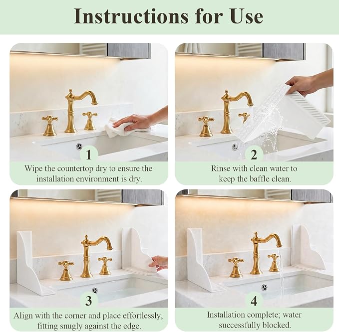 2-Pack Green All-Silicone Bathtub Splash Guards. | No-Glue Corner Water Stopper with Secure Suction Cups, Easy On/Off Bath Tub Leak Proof Barrier for Walk-in Showers.