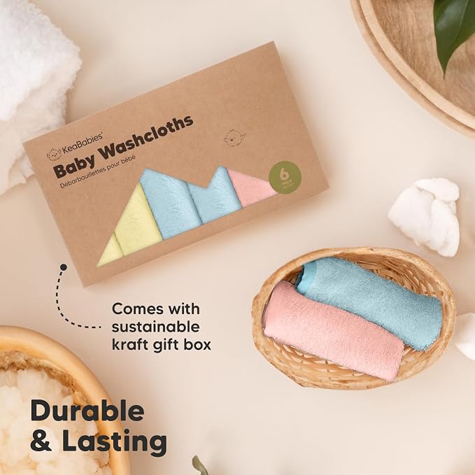 6-Pack Baby Washcloths, Soft Absorbent Washcloths for Face, Body (Candy Pop) | Viscose from Bamboo Washcloths, Baby Towels, Newborn, Kids, Toddlers, Infant, Gentle on Sensitive Skin, 10x10, Reusable