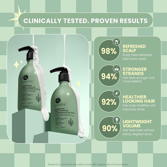 Luseta Rosemary Mint Strengthening Shampoo and Conditioner Provide Nourishment & Smoothness for Thin Hair,Reduce Frizz and Add Shine for All Hair Types 16.9oz×2