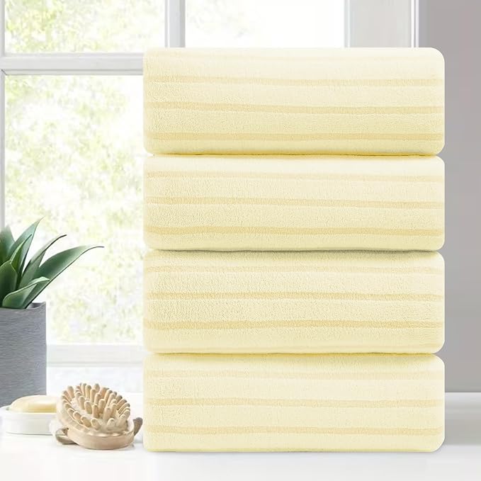 Mistyrose Bath Towels,4 Pack 35"x70" Large Bath Towels Microfiber Absorbent XL Bath Sheets Super Soft Towel for Bathroom Quick Dry Oversized Shower Towels for Family Hotel Spa Gym(Cream