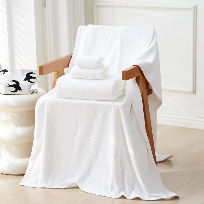 40x80 Inches Bath Sheets Towels for Adults Oversized Bath Towels Extra Large Luxury Super Soft Absorbent Quick Dry Microfiber (White,6PCS)