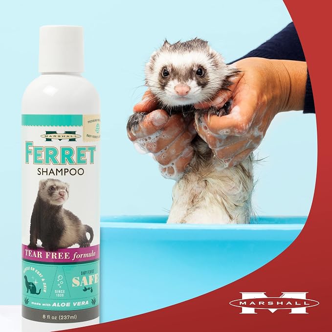 Marshall Ferret Shampoo No-Tears Formula – 8 fl. oz – Gentle Aloe Vera and Eucalyptus Blend – Baby-Safe, Soothing Cleanser – Leaves Ferrets Soft, Fresh, and Clean