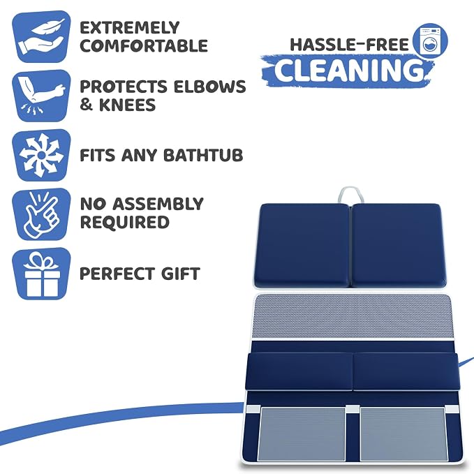 Bath Kneeler & Elbow Kneeling Rest Pad Set for Baby Washing Baths Gift Set | Includes Sponges Duckies Cloths & More! Perfect Set for Bath Time - Baby Shower and Birthday Gifts Necessity & Essentials