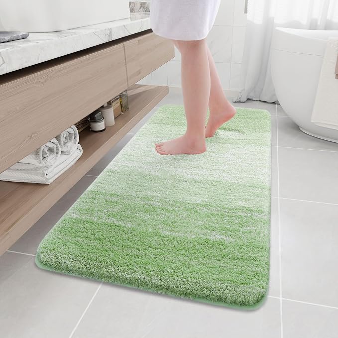 Arotive Microfiber Bathroom Rugs, Shaggy Soft and Absorbent Bath Rug, Thick Plush Machine Washable Dry Bath Mats for Bathroom, Tub and Shower, 47x24, Sage Green, Rectangular