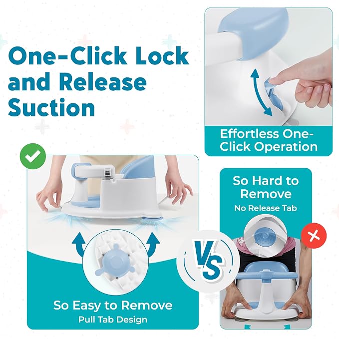 Baby Bath Seat for Babies 6 Months & Up with Floating Temperature Device as Gift, Bath Seats for Babies Sitting Up Non Slip Design + Strong Suction Cups, Toddler & Infant Shower Seats, Baby Tub Seat