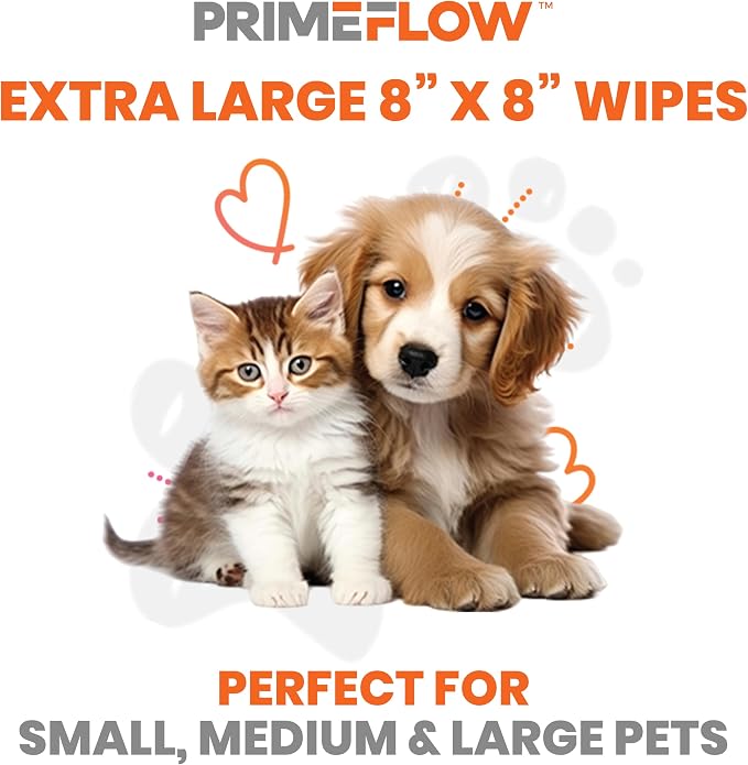 Pet Wipes for Dogs & Cats 100% Bamboo Grooming Wipes, 100 Count | Alcohol-Free, Fragrance-Free 8 x 8 in Plant-Based Wipes for Paws, Body, Face & Rear | Lab-Tested