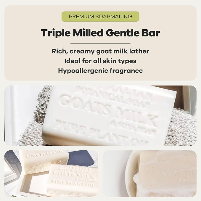 Australian Botanical Soap Goat Milk Soap Bar – Triple-Milled Body Cleanser with Shea Butter & Soya Bean Oil – Gentle Hydration for Sensitive Skin 6.8 oz – 1 Pack
