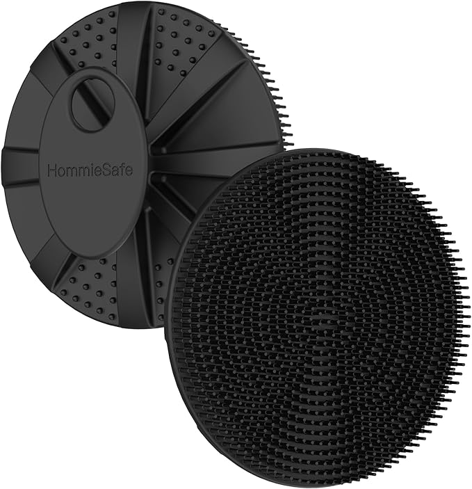 Soft Silicone Shower Brush Body Wash Bath Exfoliating Skin Massage Scrubber | 1 Pack Dry Skin Brushing Glove Loofah, Fit for Sensitive and All Kinds of Skin(Black)