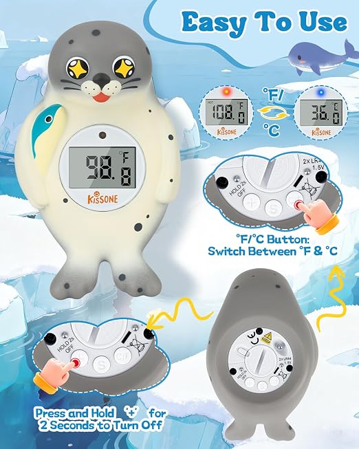 Baby Bath Thermometer Digital for Water Temperature – Fast & Accurate °F/°C Reading, Waterproof Floating Safety Thermometer for Infants & Toddlers