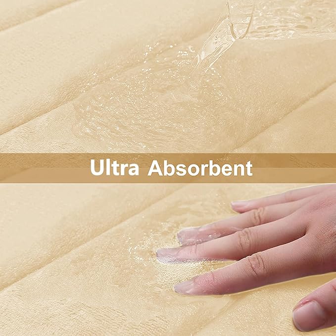 Buganda Memory Foam Bath Mat, 35.4" x 24", Ultra Soft Bathroom Rugs, Water Absorbent and Machine Washable Bath Rug Runner for Bathroom, Shower, and Tub, Gold