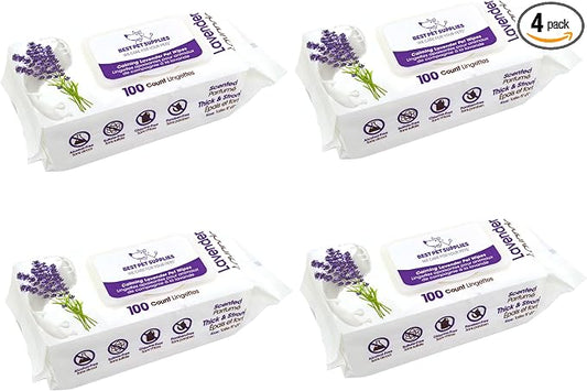 Best Pet Supplies 8" x 9" Large Dog Wipes - Cleaning and Deodorizing for Paws and Coat - Gentle Formula with Lavender Vitamin E for Puppies and Cats - 400 Count
