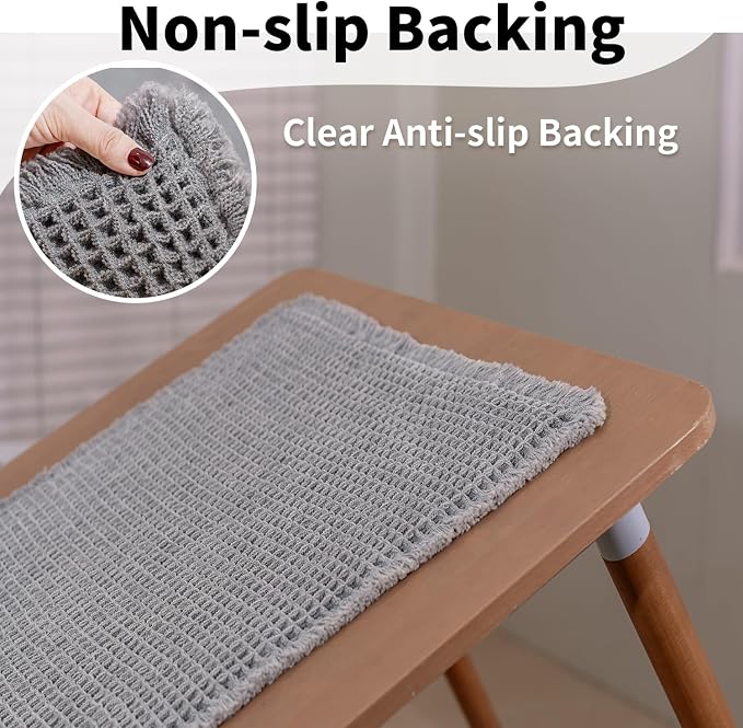 Waffle Bath Mat - Boho Bathroom Rugs Non Slip Washable, Super Absorbent & Quick Dry, Small Bath Mats Farmhouse Bathroom Decor, 18'' x 30'', Light Grey