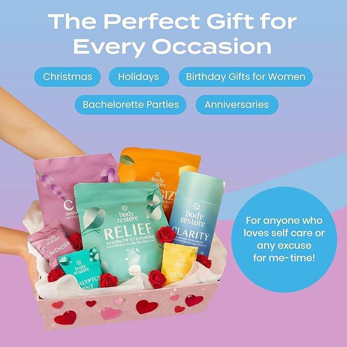 Body Restore Bath Bombs Aromatherapy 6 Pack – Birthday Gifts for Women, Men, Easter Basket Stuffers, Stress Relief, Relaxation, Self Care – Bloom Shower Steamers