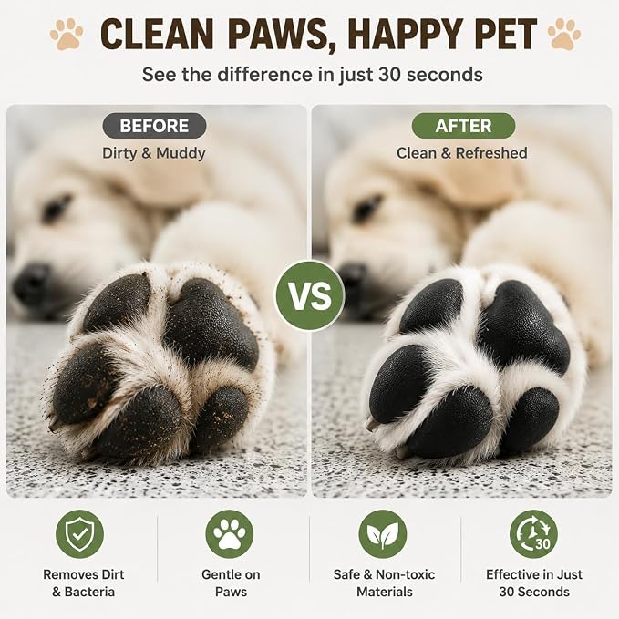 DOGNESS W01 Automatic Dog Paw Cleaner for Small to Medium Dogs (White) | Original Design | Premium Thick Materials | Rechargeable