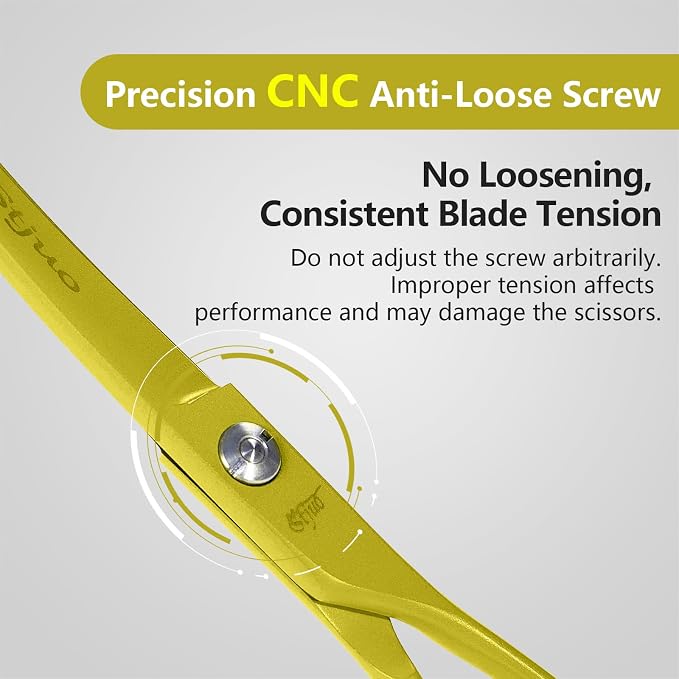 Professional Dog Grooming Scissors: 7" Japanese 440C Steel, Curved Shears with 25-30° Blade for Pet Groomers (Yellow)