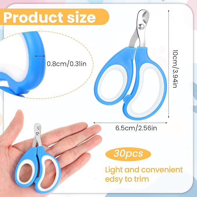 MAQUITA 30 Pcs Cat Nail Clipper Pet Claw Trimmers for Kitten Puppy Pet Nail Cutter Claw Care for Cattery Cat Breeders Groomers and Veterinary clinics (15 Colors)