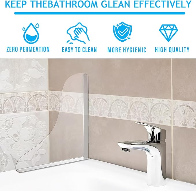 Heran 2 Pack Shower Splash Guard – Bathtub Water Splash Guard, Self-Adhesive Waterproof Shower Corner Water Guard to Keep Floors Dry