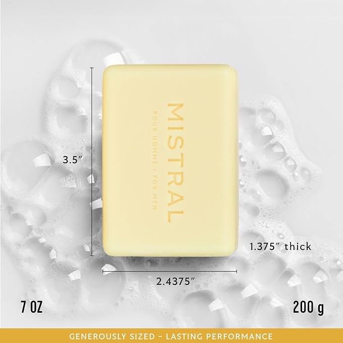 Mistral Ride Ventoux Luxury Soap | Citrus, Fir, Rosemary & Cedarwood Scent | Men’s Natural Soap Bar | Paraben & Phthalate-Free | Moisturizing Triple-Milled Bar | Made in France, 7 oz