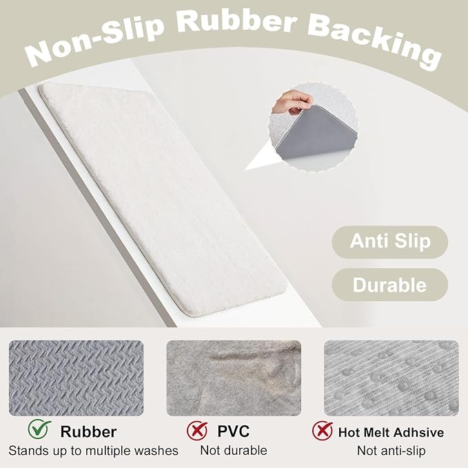 TYUU Large Bathroom Rugs, Ultra Soft Super Absorbent Bath Rugs Non Slip Washable Quick Dry Bath Mat with Rubber Backing for Bathroom Floor, Shower, or Sink, White 3' x 4'