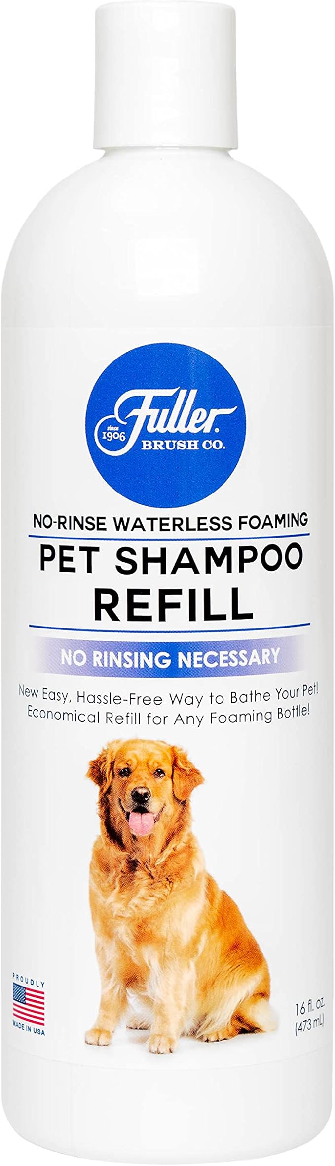 Fuller Brush No‑Rinse Waterless Foaming Pet Shampoo – 16 oz Refill Bottle, Dry Shampoo for Dogs Cleans, Conditions & Moisturizes – Fresh Clean Fragrance (2 Refill Bottles)