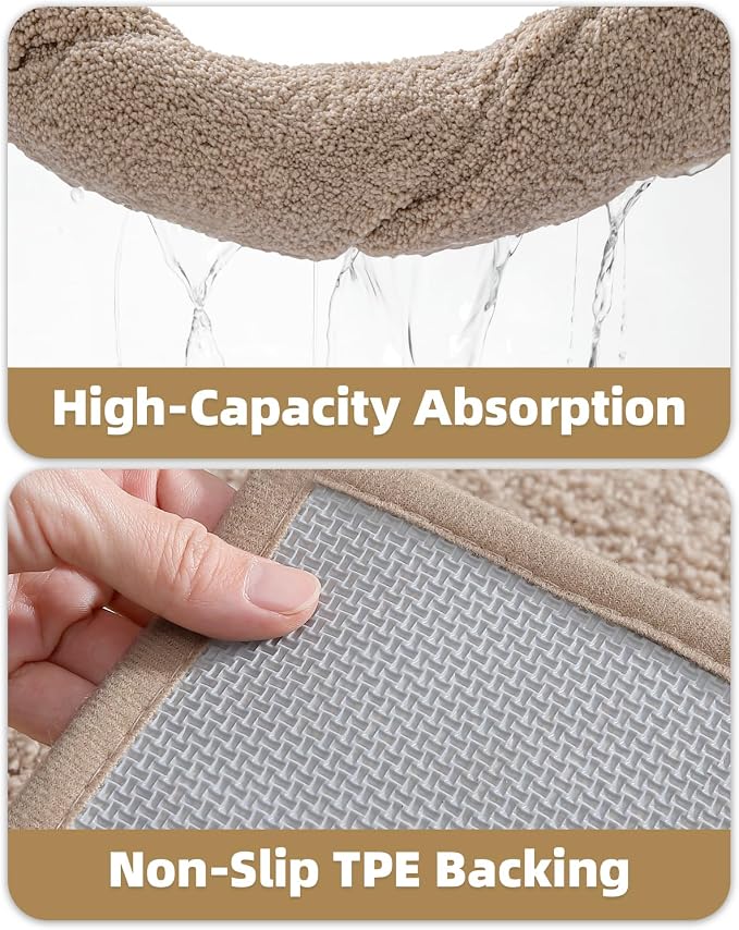 Color&Geometry Square Bath Mats for Bathroom Non Slip, 32"x32" Taupe Bathroom Rugs Absorbent, Washable Bath Rugs Shower Mat Outside Shower