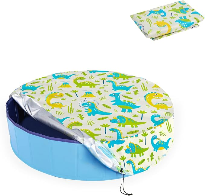 Foldable Dog Pool Cover – Waterproof Round Pet Dog Kiddie Bath Tub Lid Cover, Fit for 32/48/63 Inch Pools, Outdoor Portable Puppy Pool Accessories