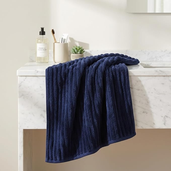 3 Piece Bath Towel Set, 40"x80" Bath Sheets,Navy Blue | 1Bath towels 1Hand towels 1Washcloths，Microfibers，Extra-large size，Big and Tall users，Quick dry，Highly Absorbent