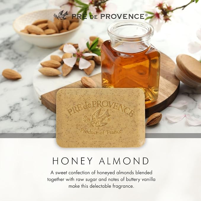 Pre de Provence Artisanal French Soap Bar Enriched with Shea Butter, Honey Almond, 8.8 Ounce